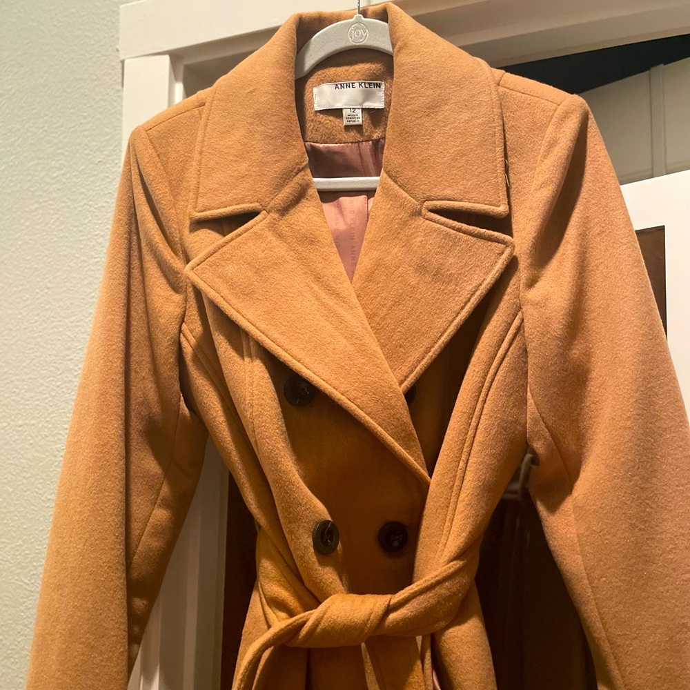 Anne Klein Double Breasted Camel Pea Coat Size 12
